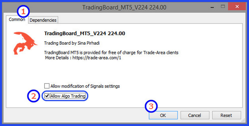 فعال کردن تیک Allow Algo Trading